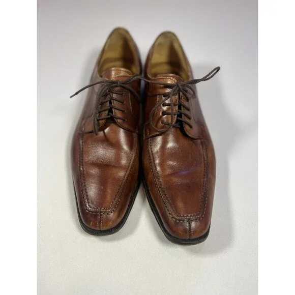 MEZLAN MENS SOLID COGNAC BROWN LACE-UP OXFORD TOE LEATHER DRESS SHOES-9.5 M - Picture 12 of 16